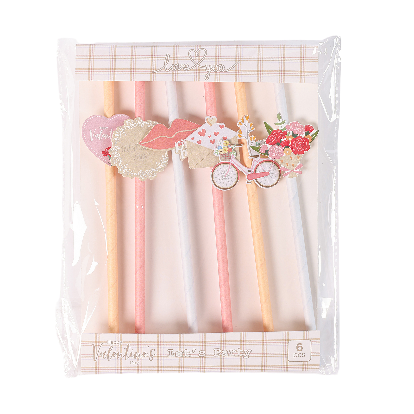 Valentine's Day envelope lip bicycle sticker paper straw VALE0020